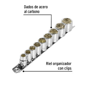Juego de 9 dados standard Cuadrado de 3/8" Pretul