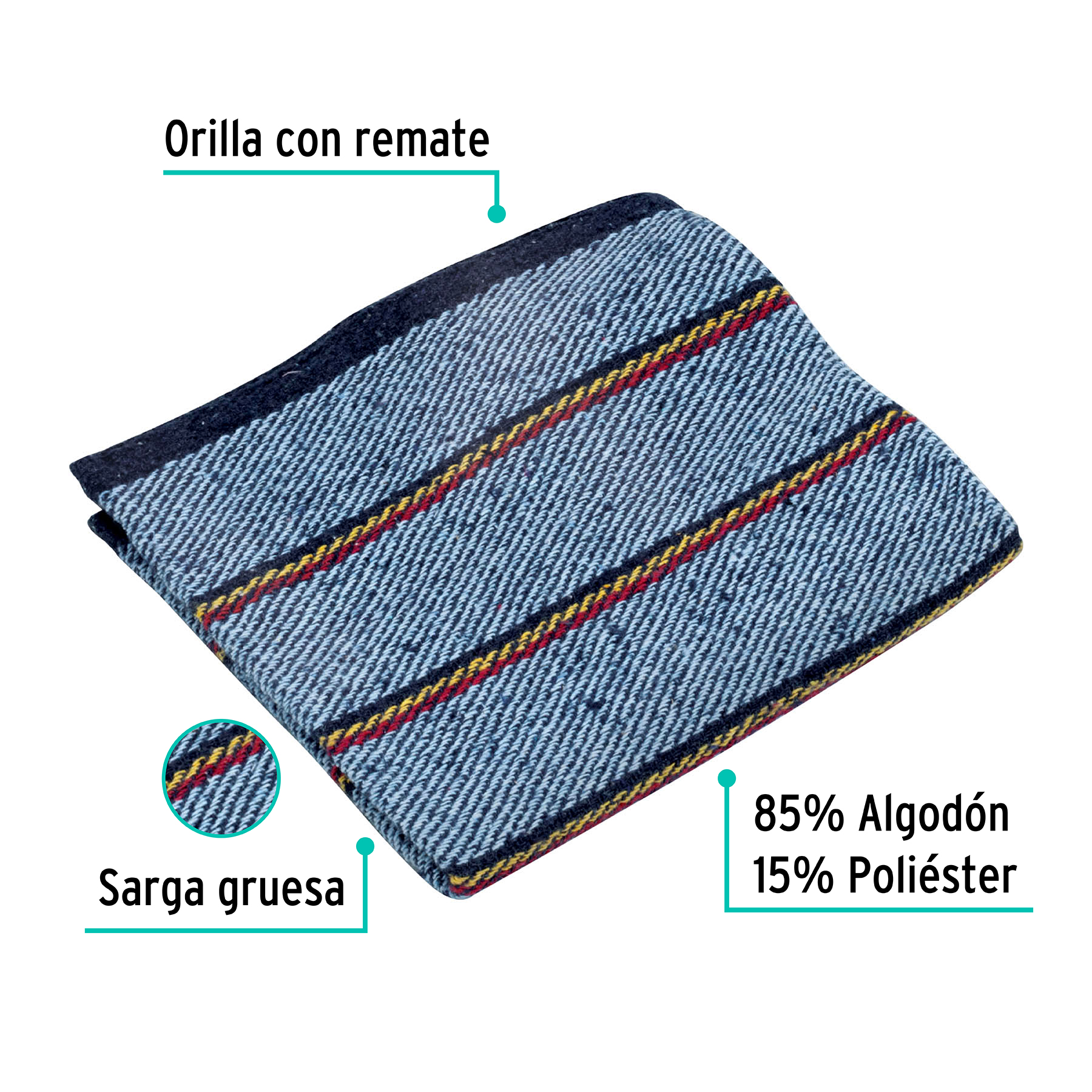 Jerga sarga gruesa de 1mx48cm azul