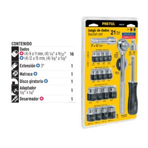 Kit Matraca con juego de dados cuadro 1/4 y 3/8