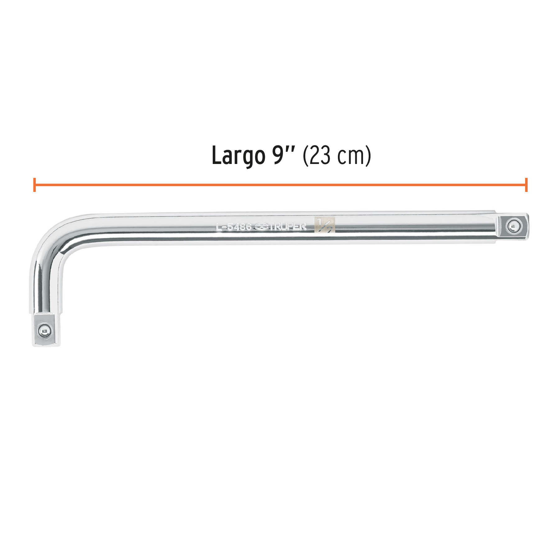 Mango Maneral en "L" de 9"x 16 mm para dados cuadro 1/2"