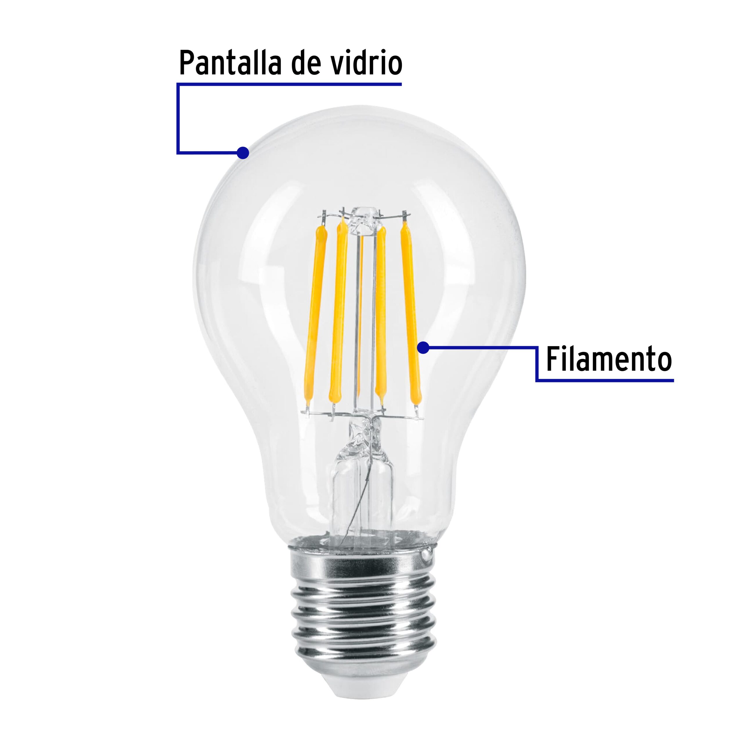 Lampara de LED estilo antiguo A19 6w E26 luz calida