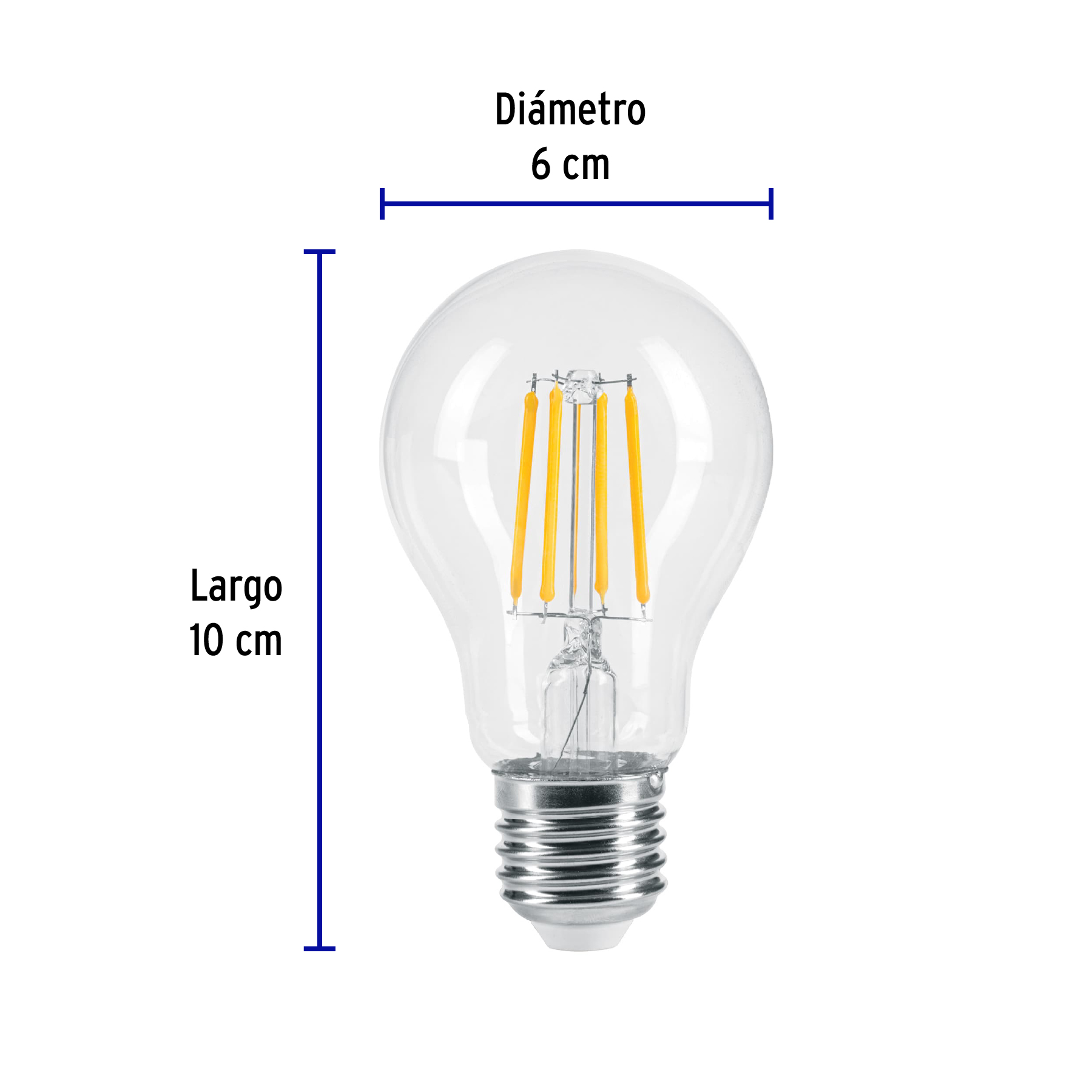 Lampara de LED estilo antiguo A19 6w E26 luz calida