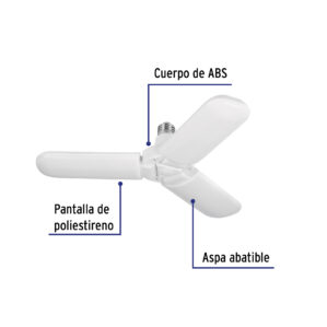 Lampara LED 24W tipo ventilador 3 aspas ajustables Volteck