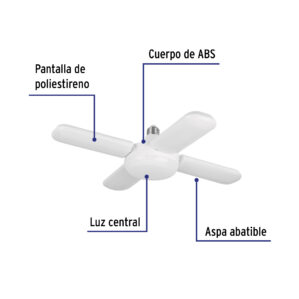 Lampara de LED 40w tipo ventilador con 4 aspas ajustables