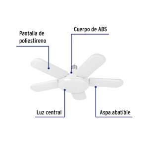 Lampara de LED 50w tipo ventilador con 5 aspas ajustables