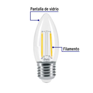 Lampara de LED, estilo antiguo, vela, 3 W, E26, luz calida