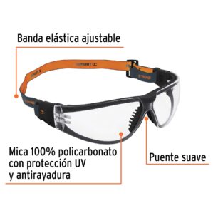 Lentes de seguridad transparente con banda elastica Active