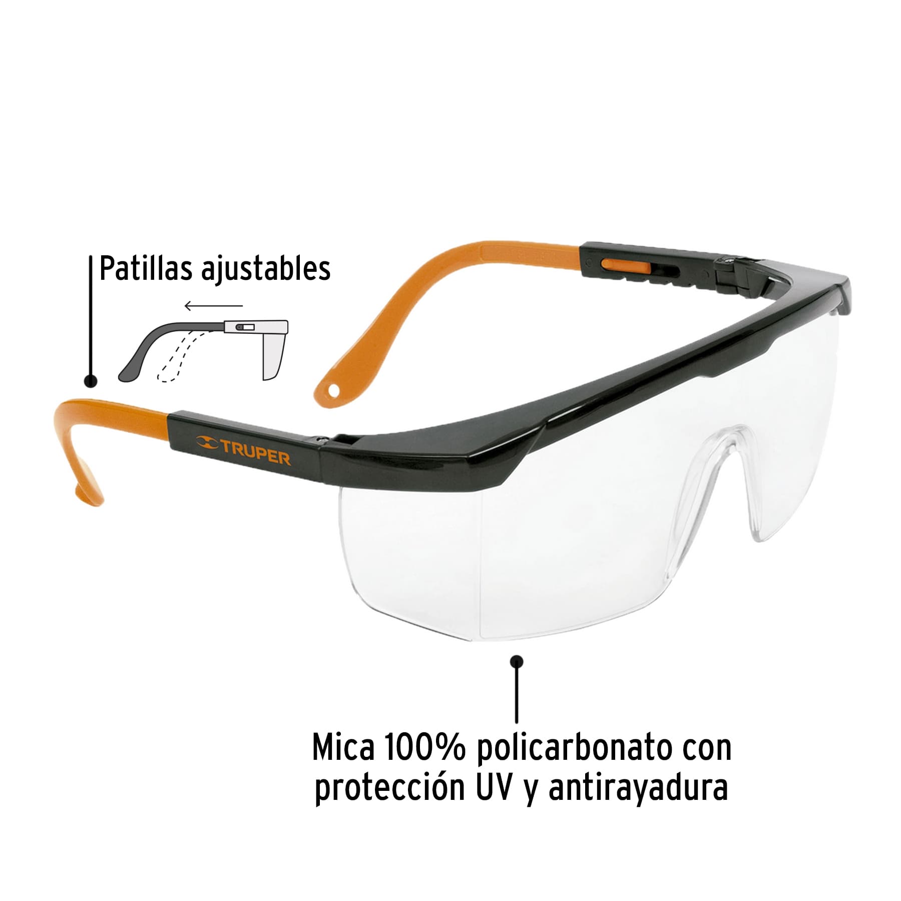 Lentes de seguridad ajustables mica transparente