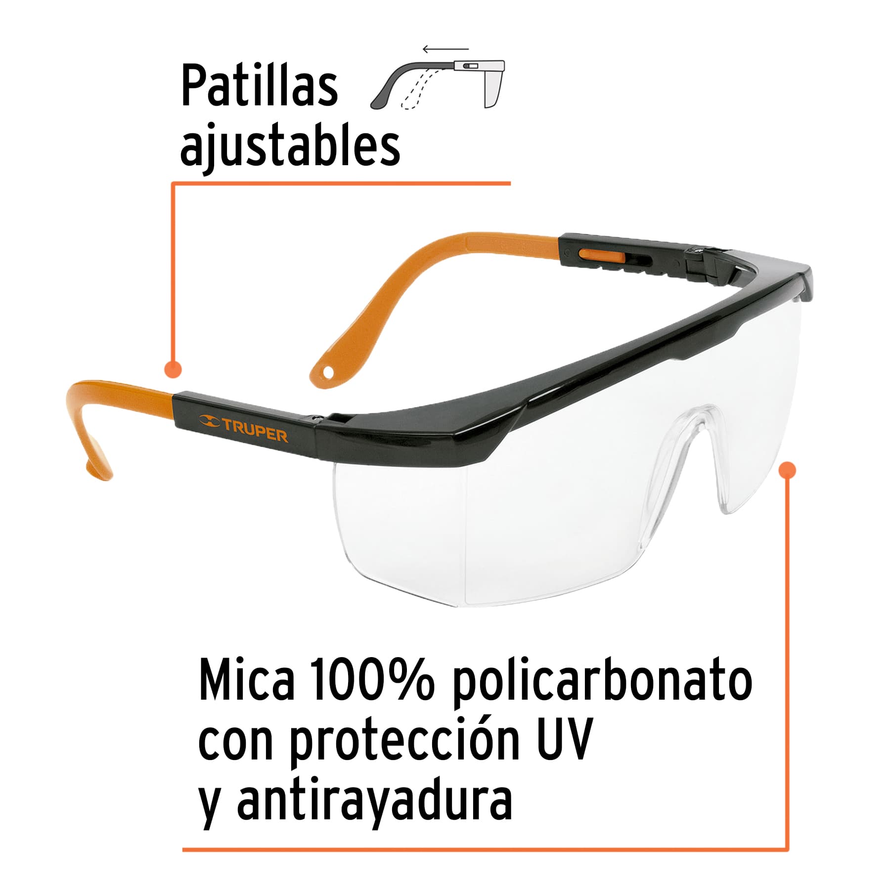 Lentes de seguridad ajustables mica transparente