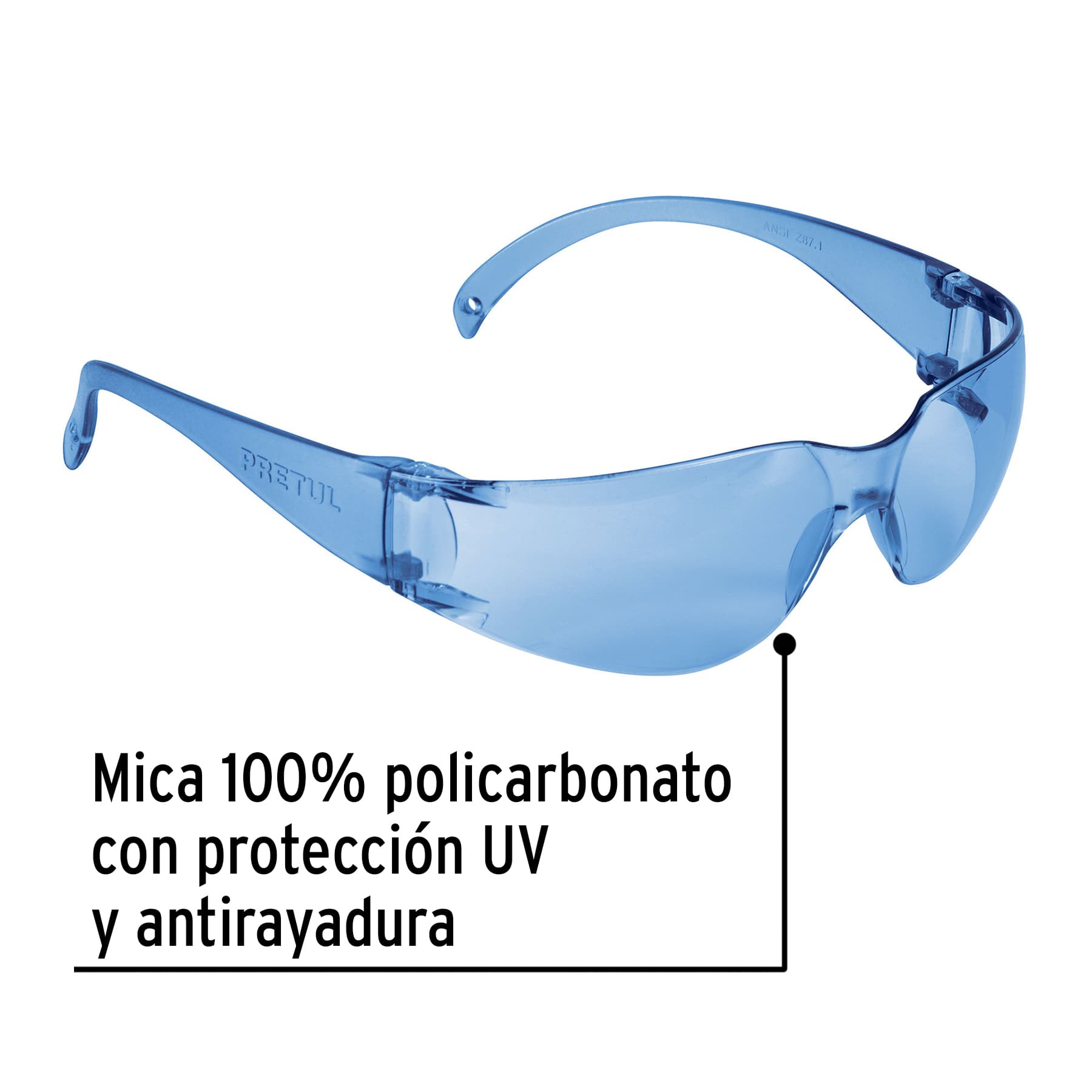 Lentes de seguridad Mica azul Pretul Lite