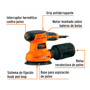 Lijadora roto orbital de 5" profesional 260w