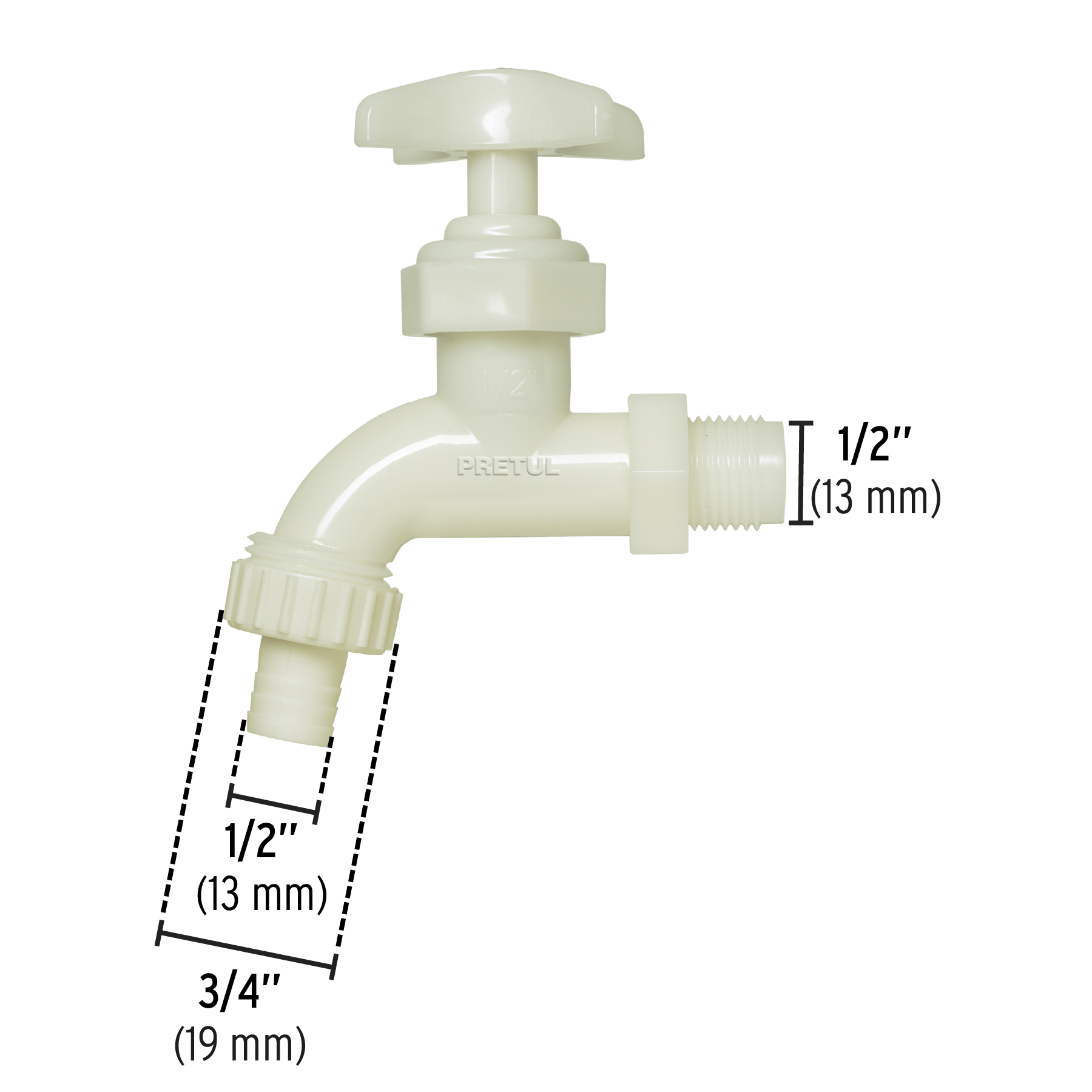 Llave de nariz para jardin 1/2" plastica Pretul