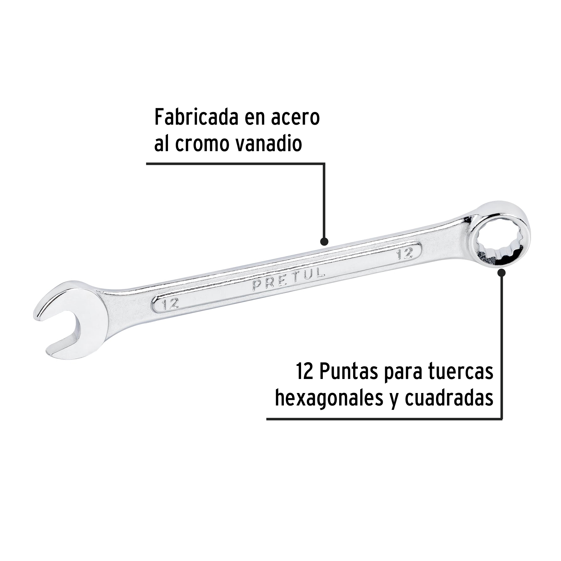 Llave combinada 12mm Pretul