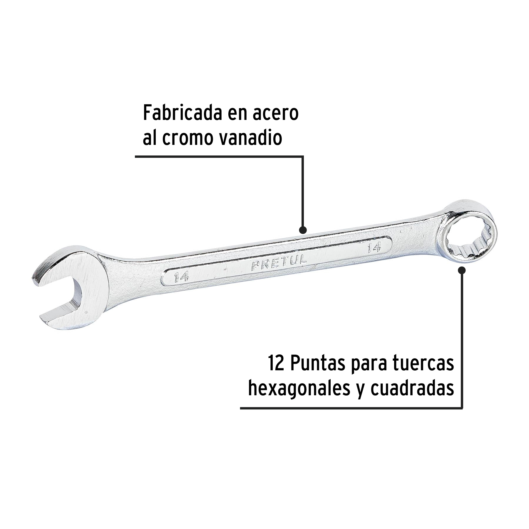 Llave combinada 14mm Pretul