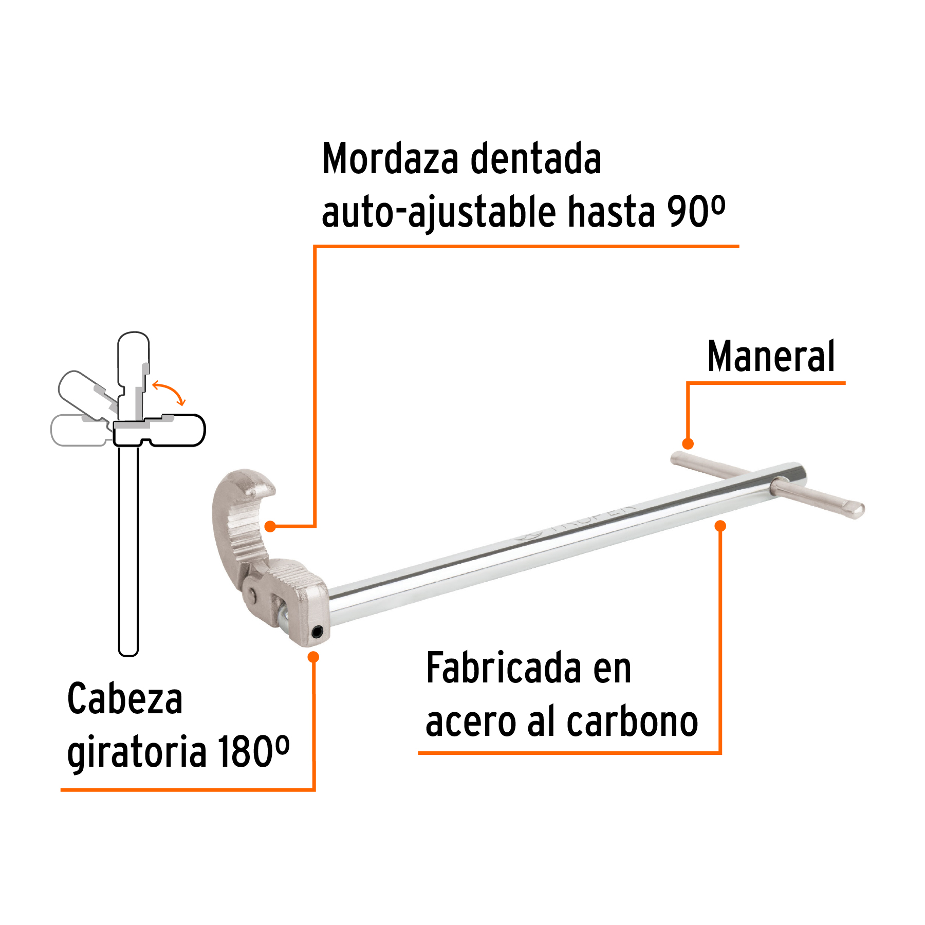 Llave para plomero de 12"