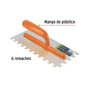 Llana 11" dentado cuadrado 1/2" de 10 remaches mango plastico