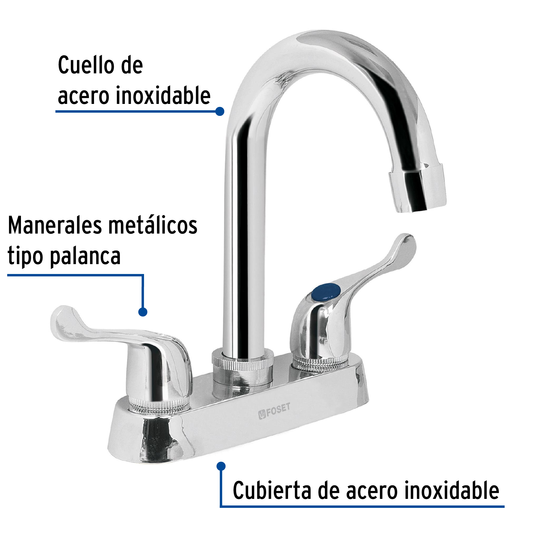 Mezcladora cromo Lavabo Cuello Bar Basic