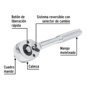 Matraca liberacion rapida cabeza pera cuadro 1/2" Pretul