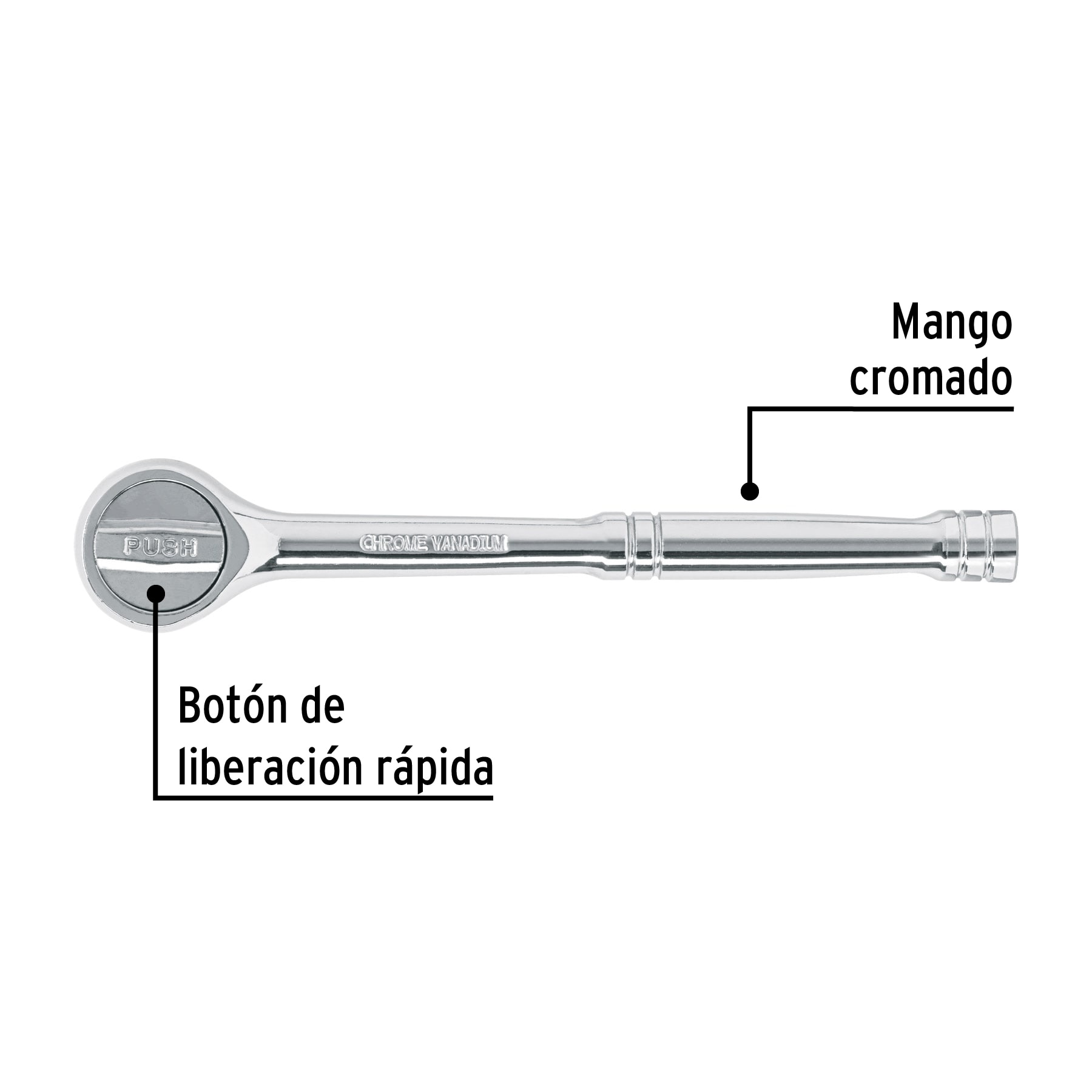 Matraca cuadro 3/8" liberacion rapida cabeza redonda Pretul