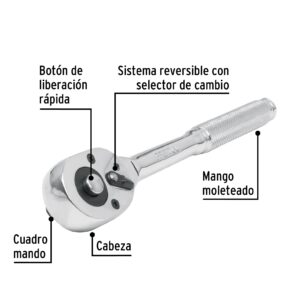Matraca liberacion rapida cabeza pera cuadro 3/8" Pretul