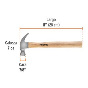 Martillo uña curva de 7oz Pretul
