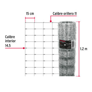 Malla ganadera de acero galvanizado de 1.2m Rollo de 50m