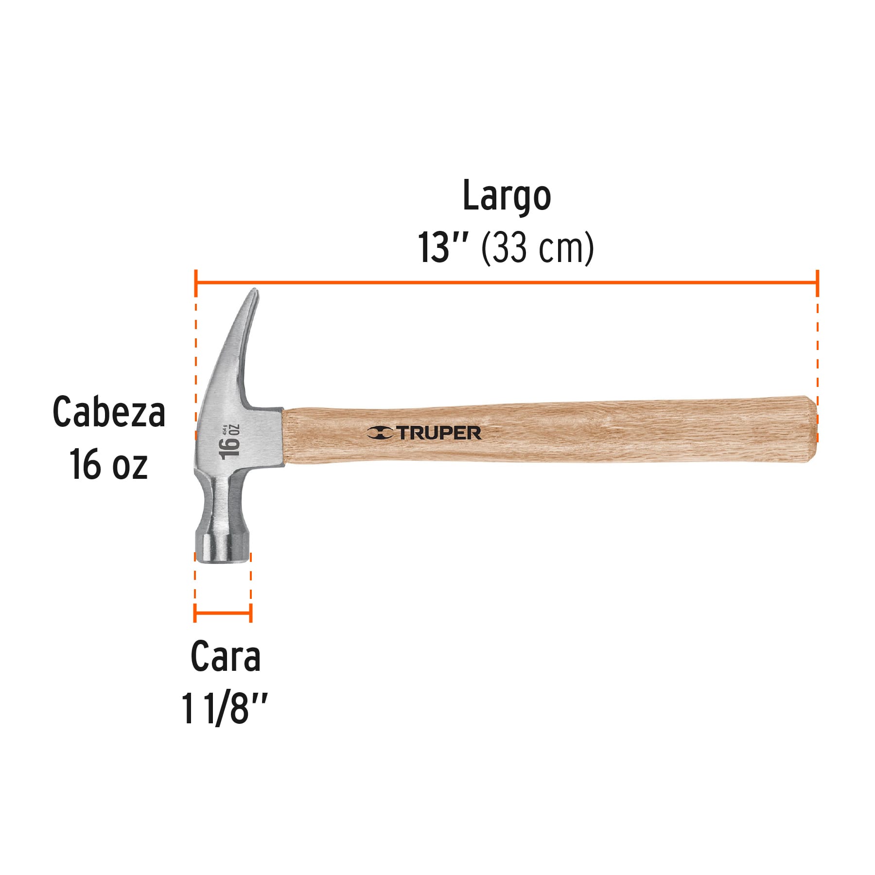 Martillo Uña Recta de 16oz