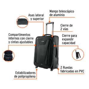 Maleta rodante para viaje Truper, 20