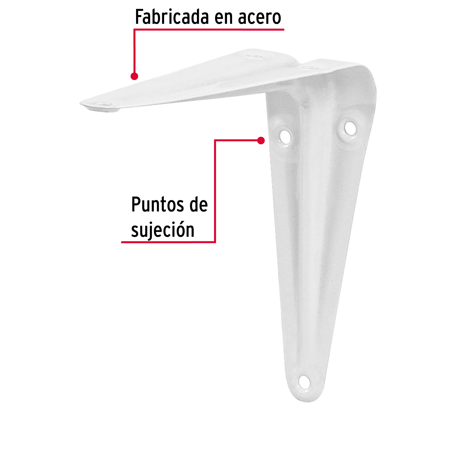 Mensula de acero 4x5" 10x12.5cm Blanco