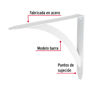 Mensula reforzada blanca diseño barra, 8 x 10