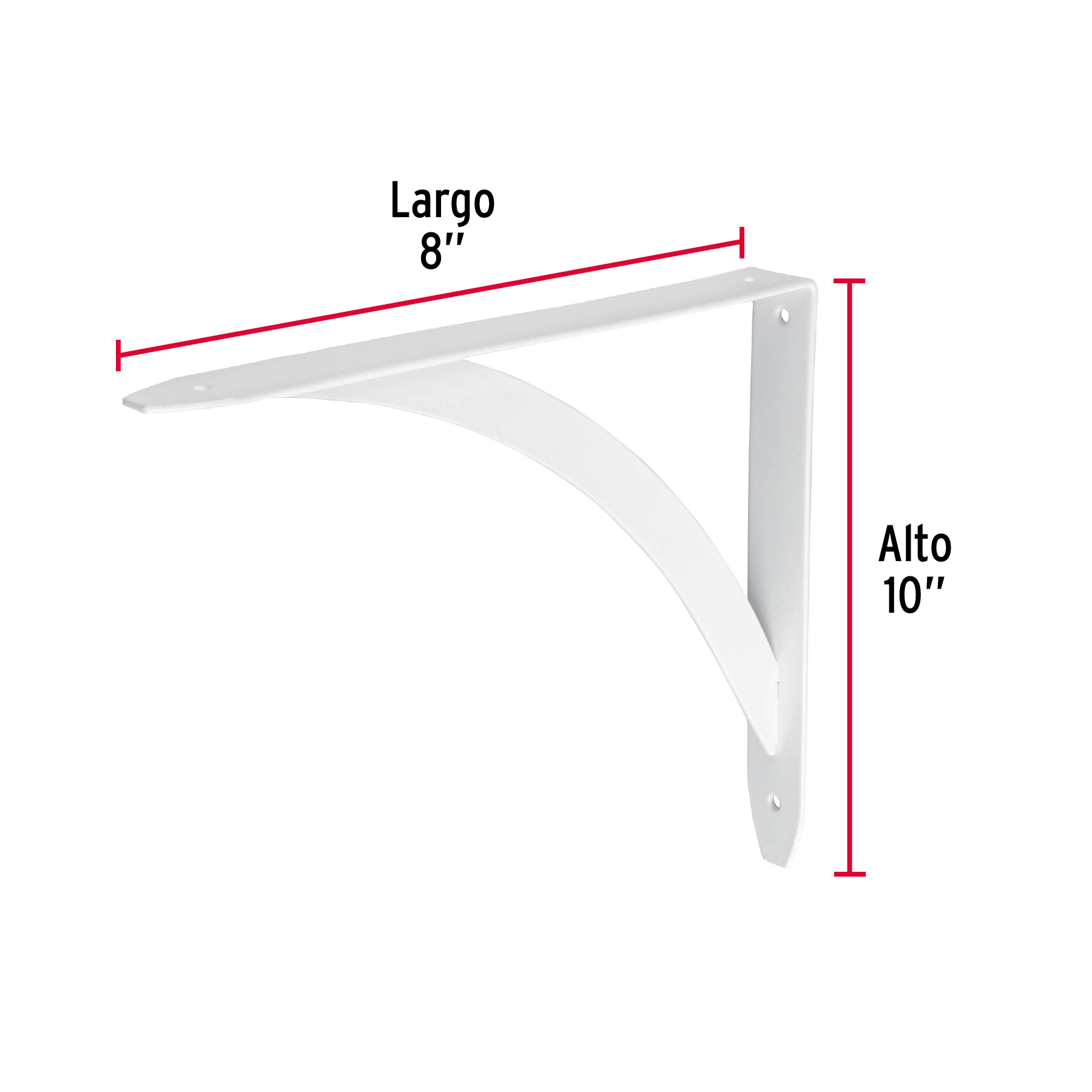 Mensula reforzada blanca diseño barra, 8 x 10"