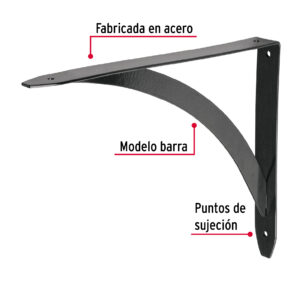 Mensula reforzada negra diseño barra 8 x 10