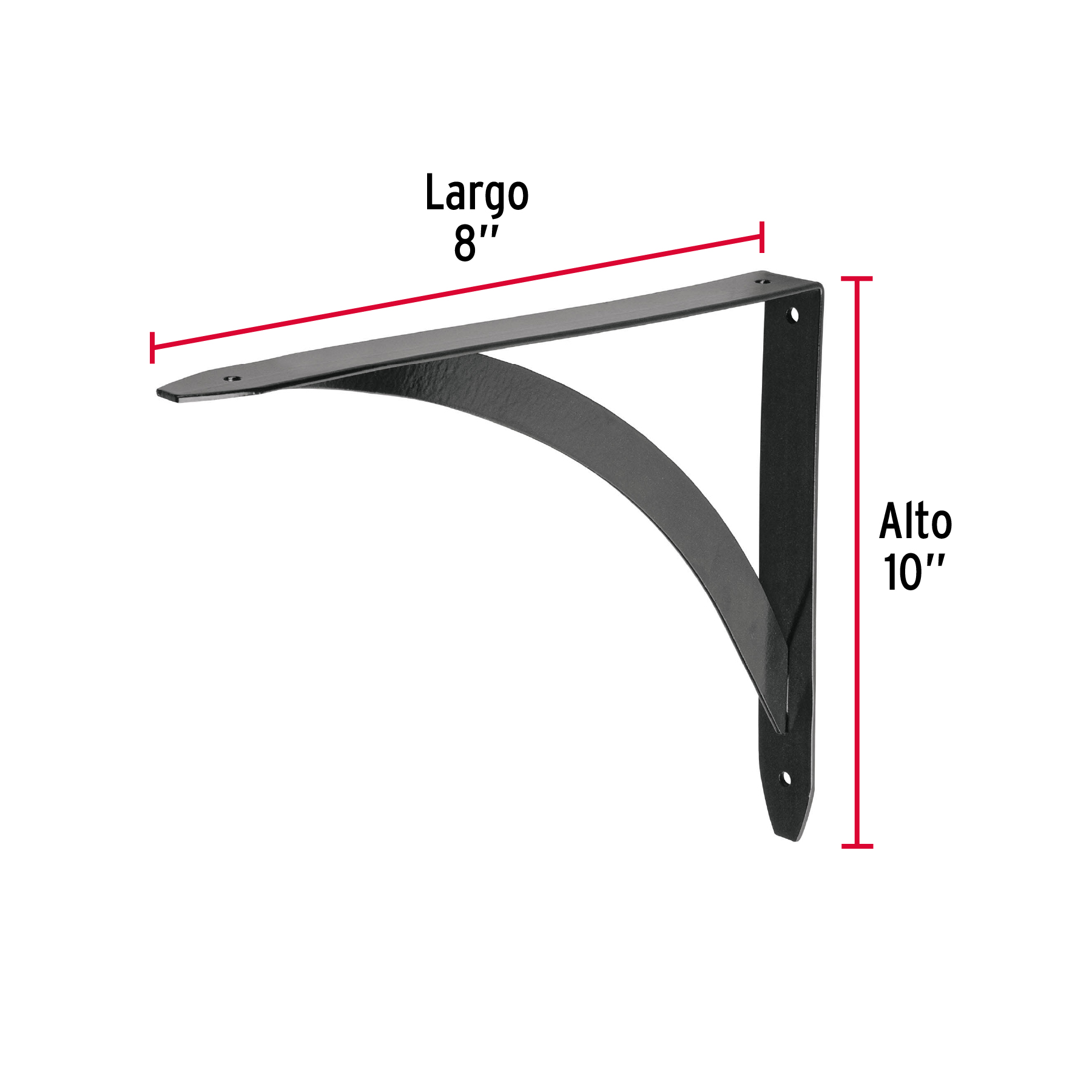 Mensula reforzada negra diseño barra 8 x 10"