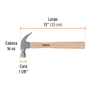 Martillo uña curva 16oz Pretul