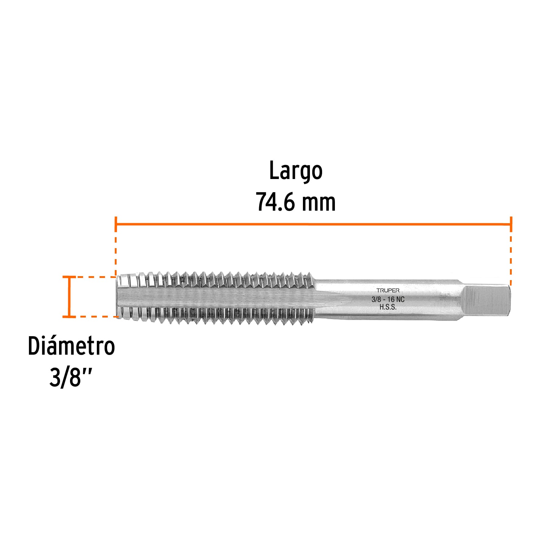 Machuelo semiconico 3/8" Cuerda Estandar Gruesa