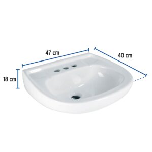 Lavabo ceramico con rebosadero blanco