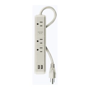 Multicontacto 3 entradas Supresor Picos con 2 puertos USB