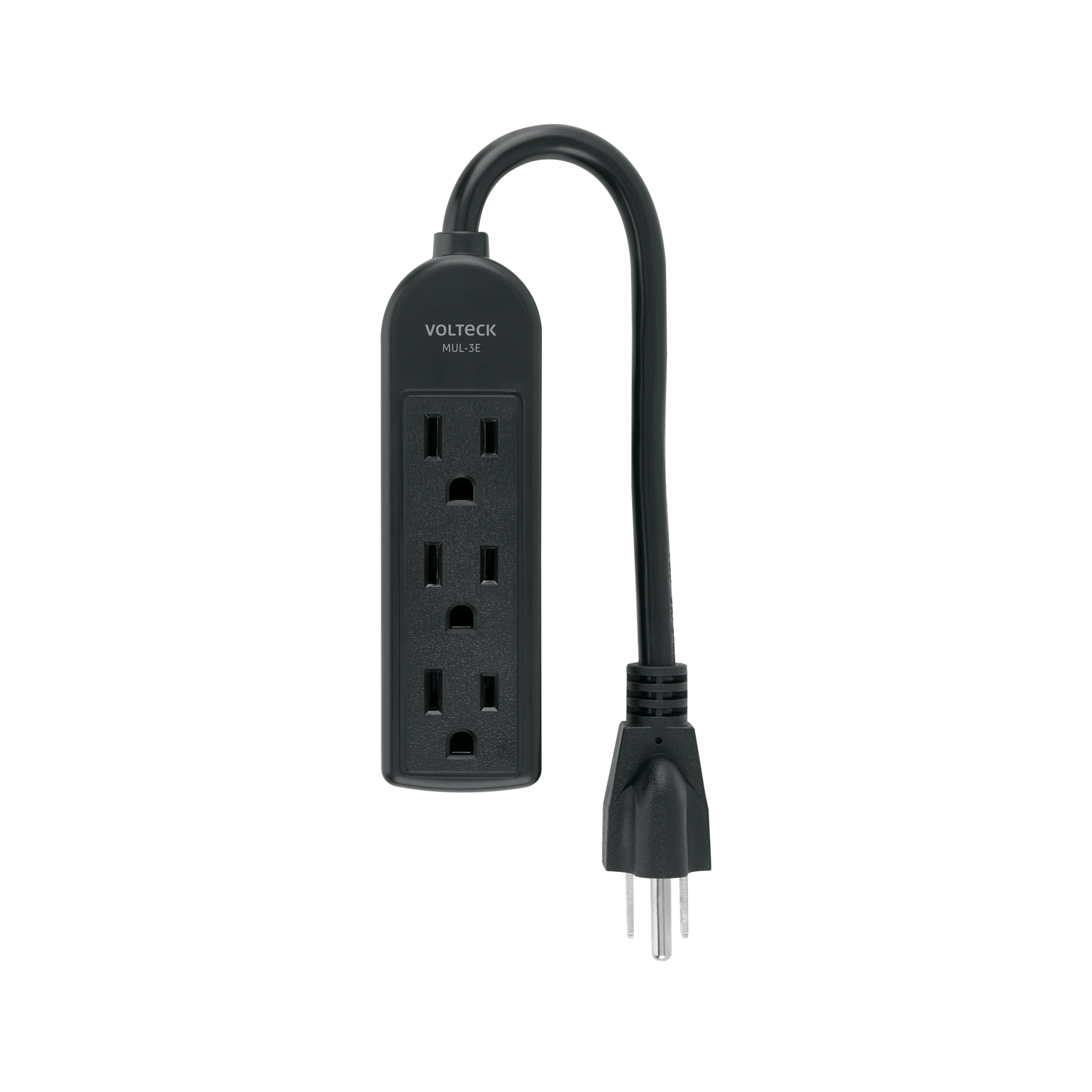 Multicontacto domestico 3 entradas, negro VOLTECK