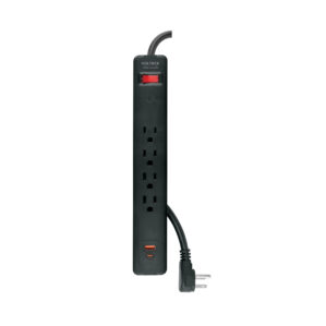 Multicontacto 4 entradas con 1 USB A + 1 USB C Negro