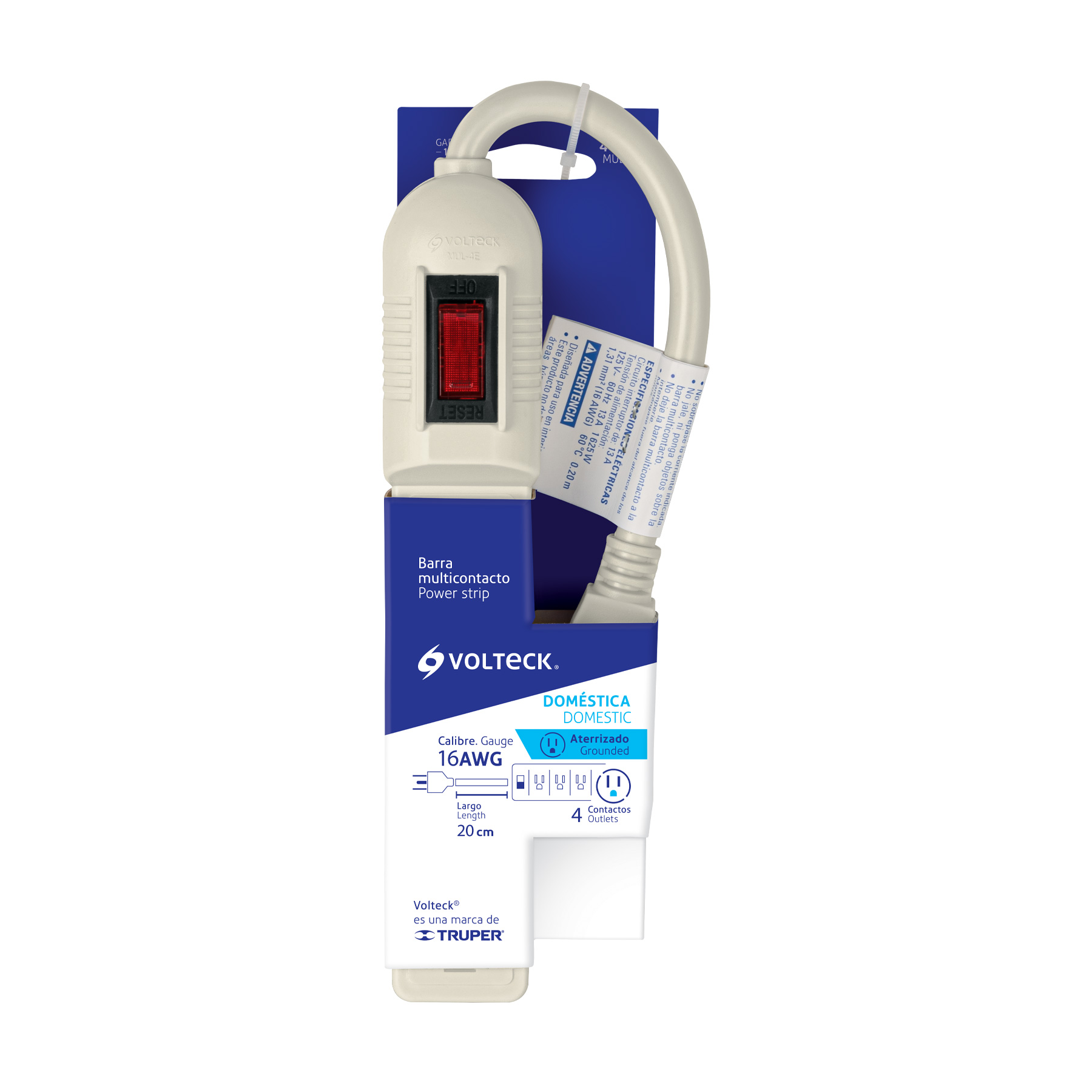 Multicontacto economico 4 entradas 16 AWG