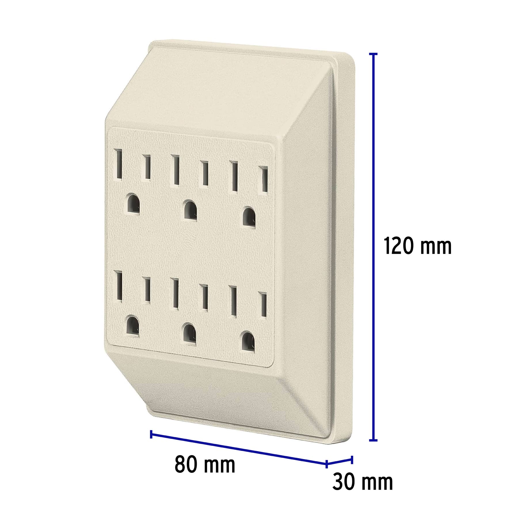 Multicontacto 6 entradas, aterrizado, cuadrado, Volteck