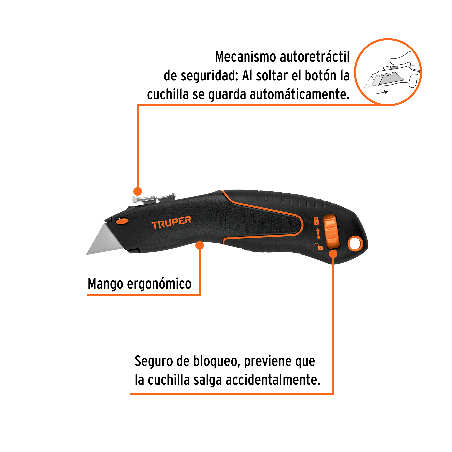 Cutter Navaja Auto Retractil de Seguridad de 7"
