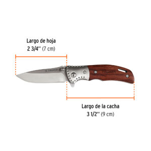 Navaja abatible, mango de madera, 3-1/2