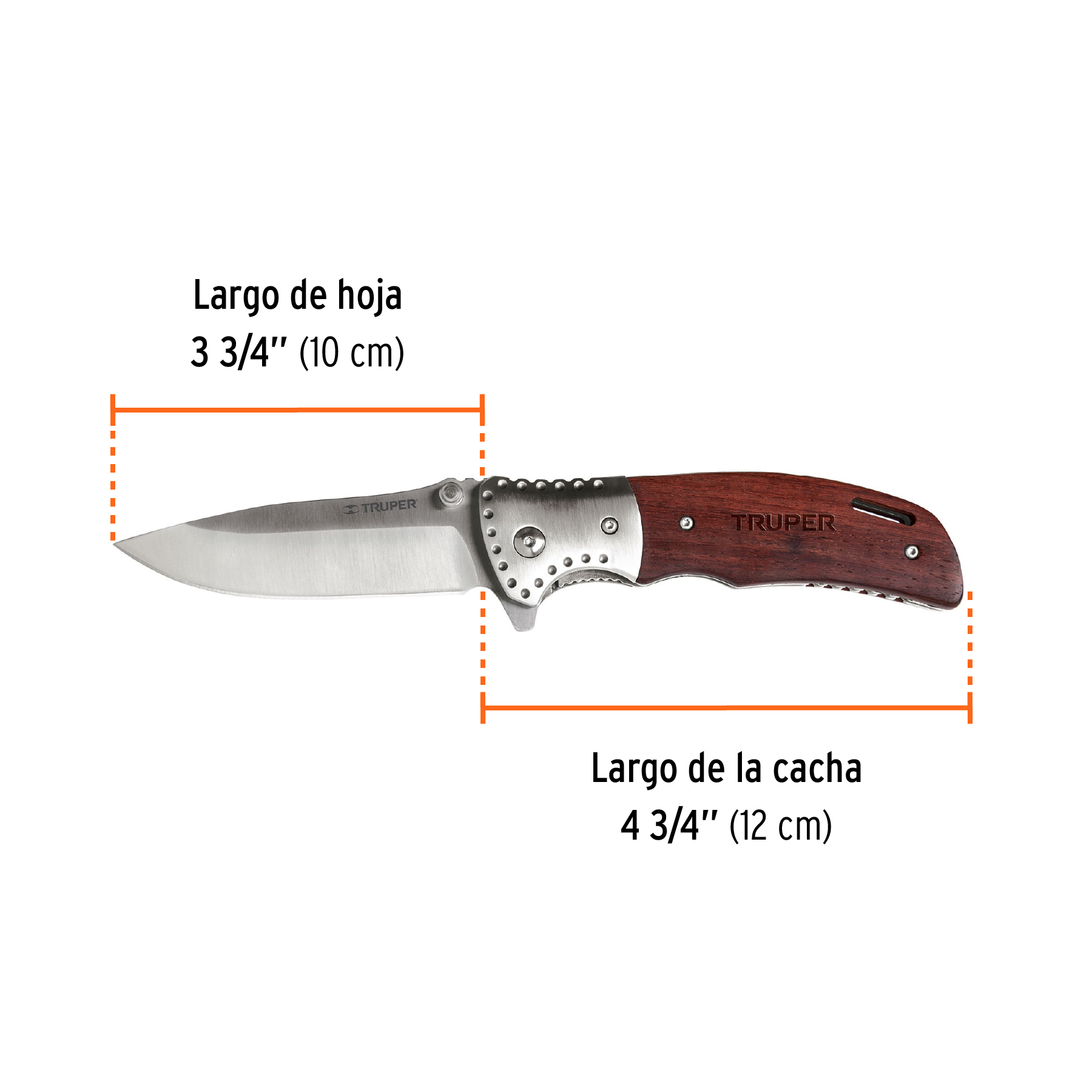 Navaja abatible mango de madera de 4-3/4"