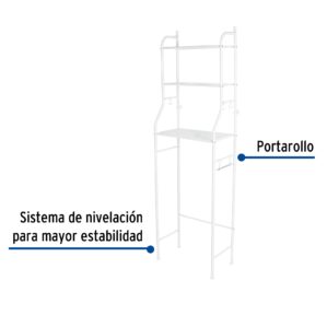 Mueble organizador blanco para baño con 3 repisas