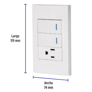 Placa Armada 2 Apagadores 1 Contacto Española