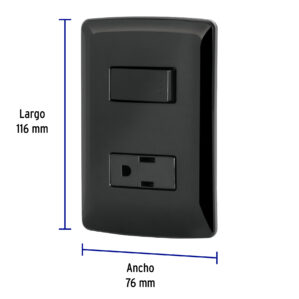 Placa Armada 1 Contacto 1 Interruptor Negro Linea Italiana