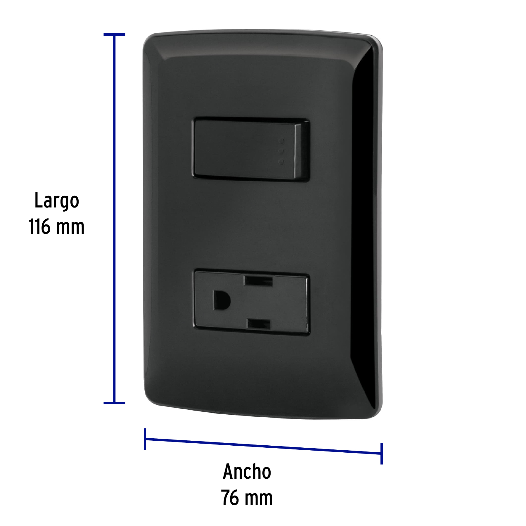 Placa Armada 1 Contacto 1 Interruptor Negro Linea Italiana
