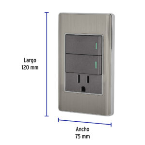 Placa Armada 2 apagadores 1 Contacto Lisboa Acero Inoxidable