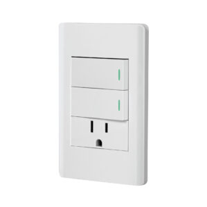 Placa Armada 2 apagadores 1 Contacto Lisboa Blanco